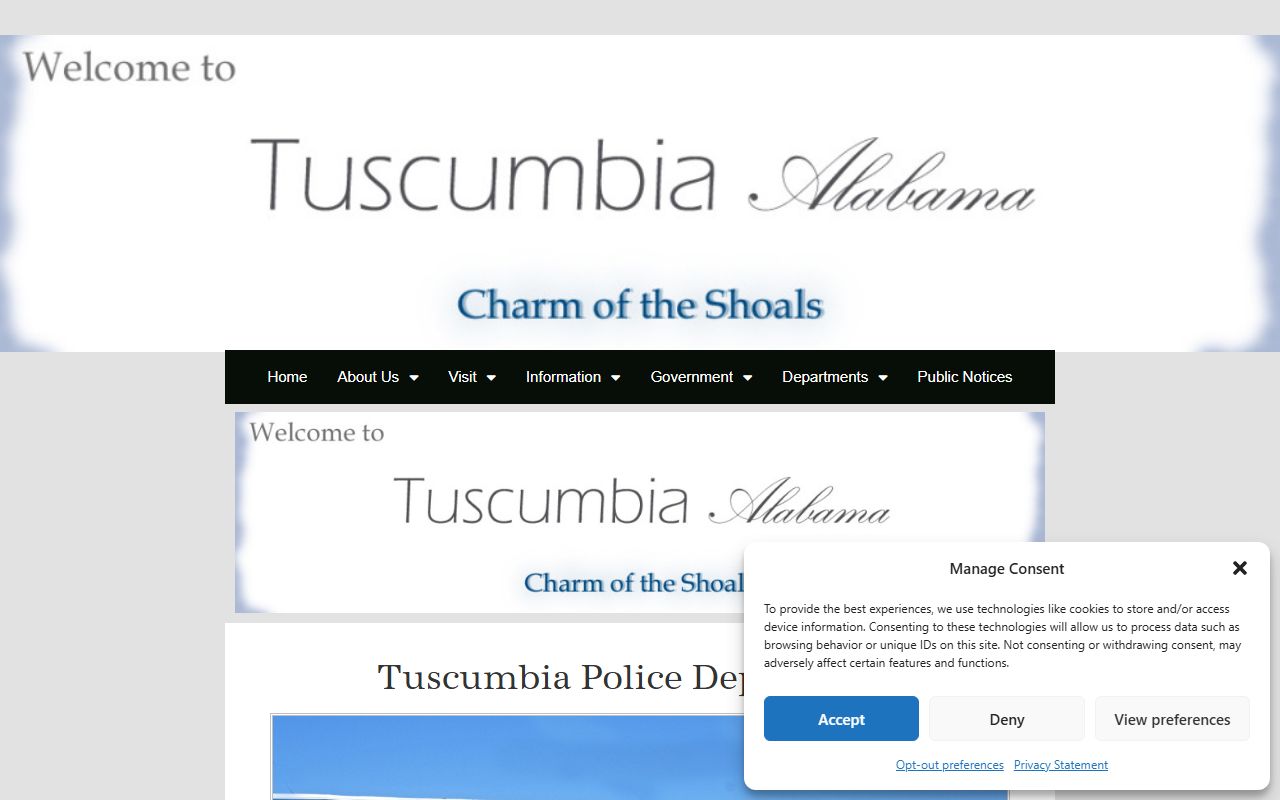 Tuscumbia City Jail female inmate custody information from Tuscumbia Police Department
